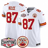 Men's Kansas City Chiefs #87 Travis Kelce White F.U.S.E. 2024 AFC West Division Champions Vapor Limited Stitched Jersey,baseball caps,new era cap wholesale,wholesale hats
